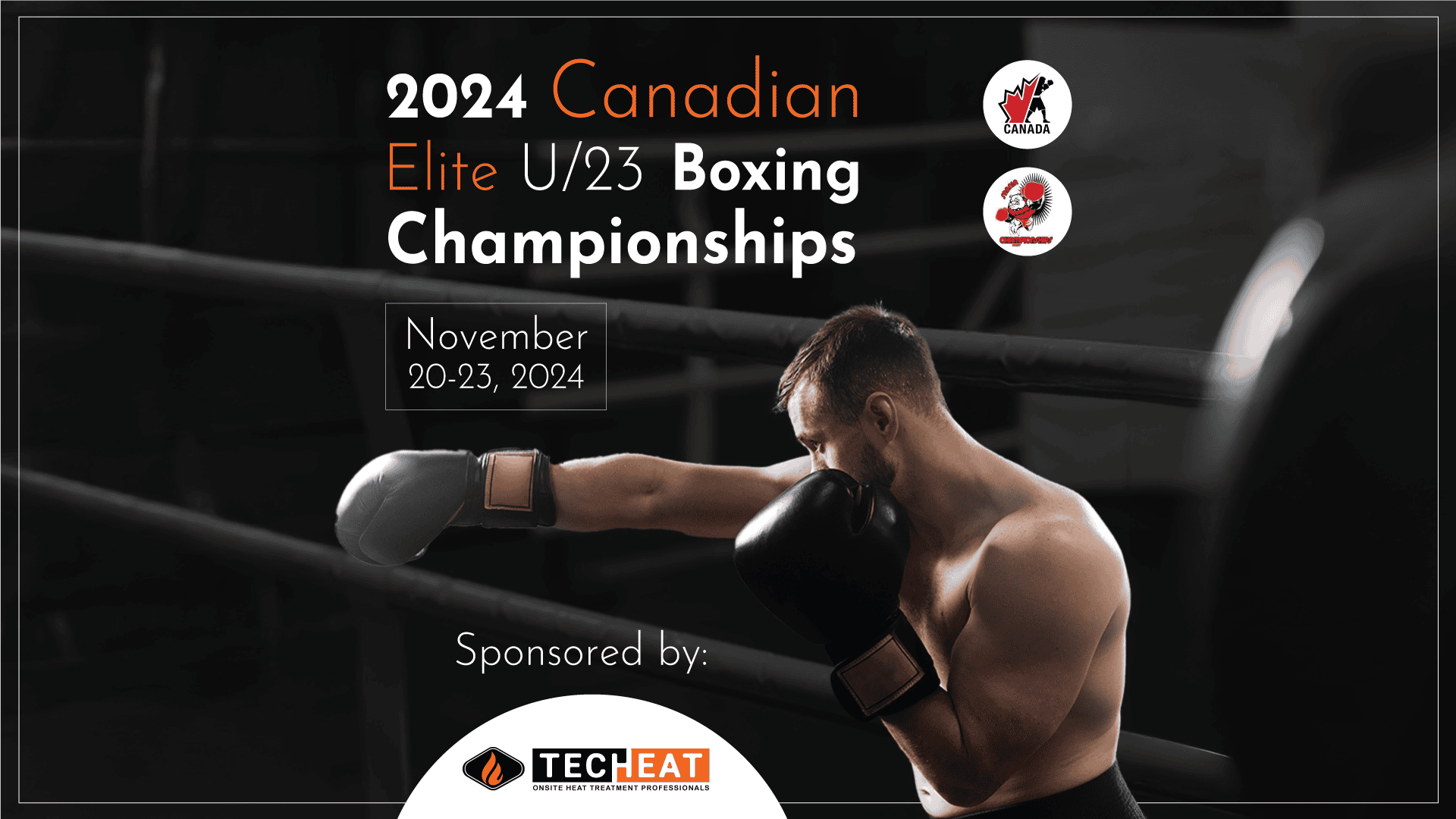 Visual describing the Canadian Elite Boxing Championship sponsored by TECHEAT